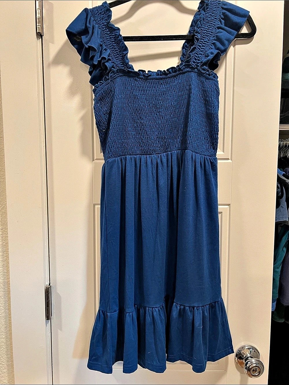 Blue Ruffle Sleeve Maxi Dress